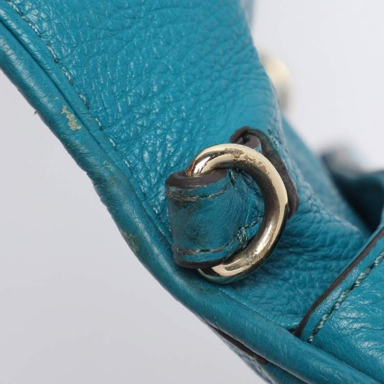 Pre Owned Tory Burch Teal Green Leather Amanda Crossbody Bag