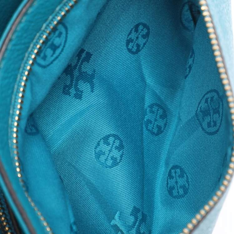 Pre Owned Tory Burch Teal Green Leather Amanda Crossbody Bag
