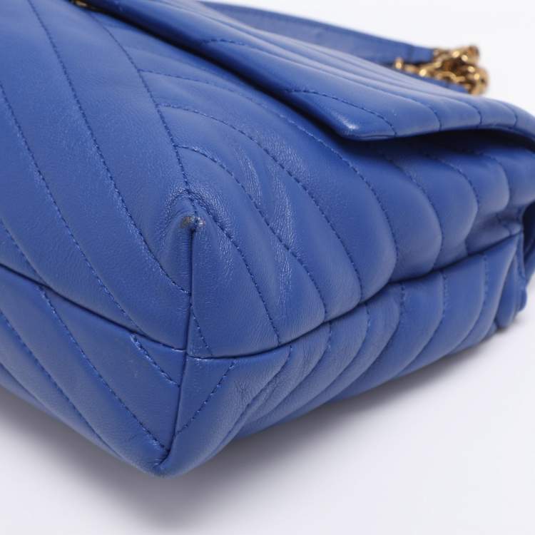 Pre Owned Tory Burch Blue Leather Kira Shoulder Bag