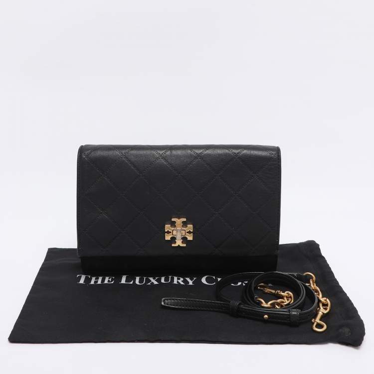 Pre Owned Tory Burch Black Leather Georgia Turn-Lock Crossbody Bag
