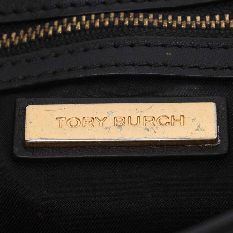 Pre Owned Tory Burch Black Leather Georgia Turn-Lock Crossbody Bag