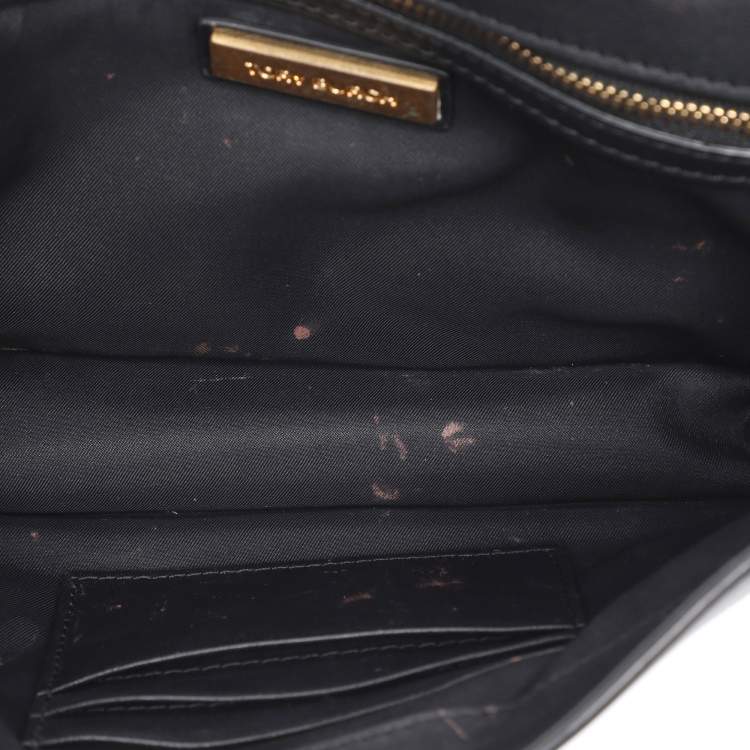 Pre Owned Tory Burch Black Leather Georgia Turn-Lock Crossbody Bag