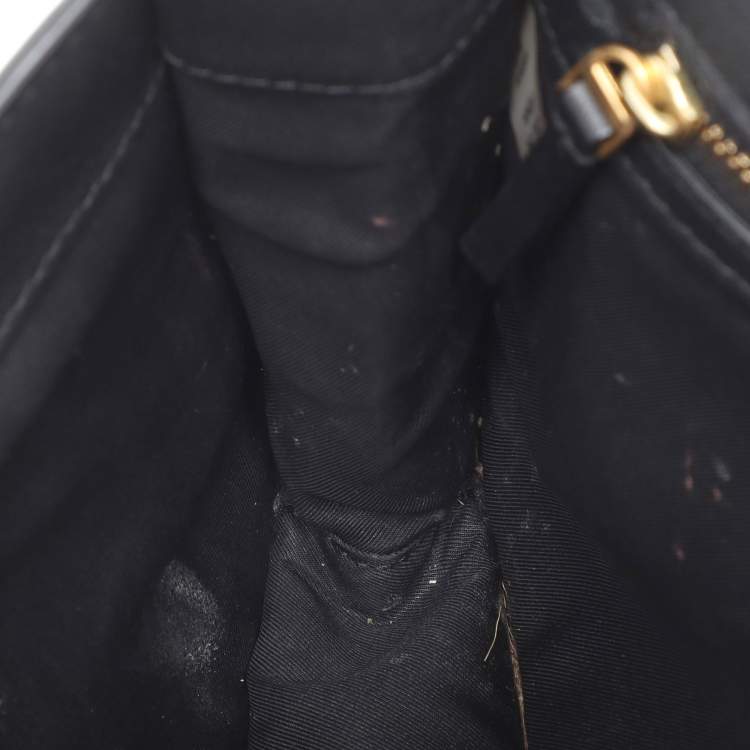 Pre Owned Tory Burch Black Leather Georgia Turn-Lock Crossbody Bag