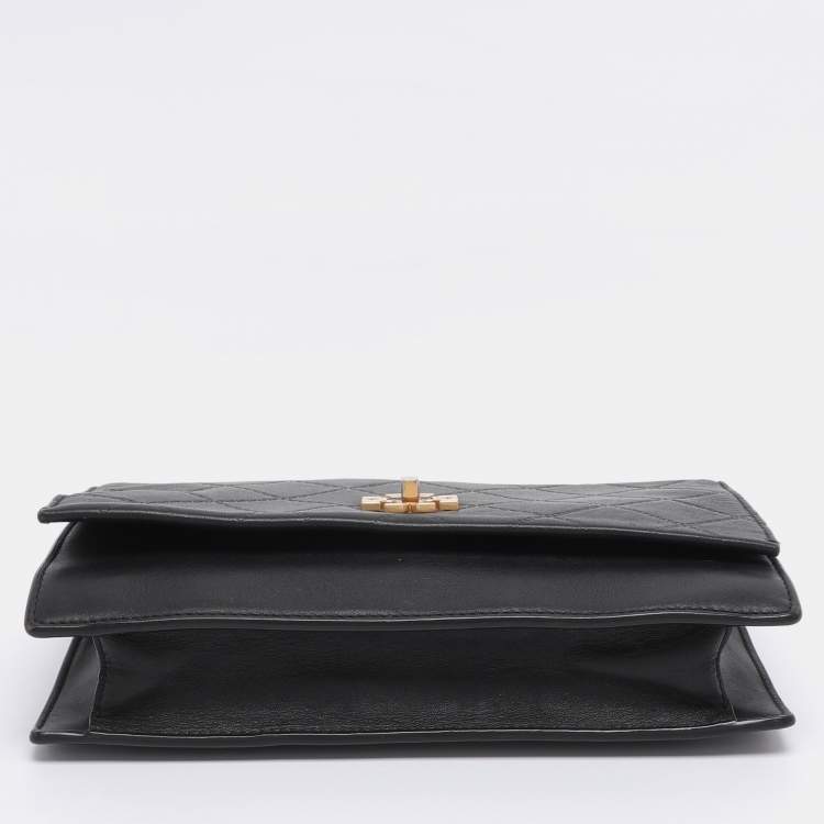 Pre Owned Tory Burch Black Leather Georgia Turn-Lock Crossbody Bag
