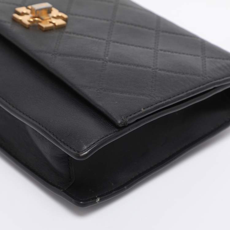 Pre Owned Tory Burch Black Leather Georgia Turn-Lock Crossbody Bag