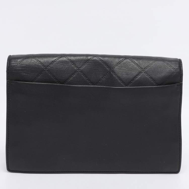 Pre Owned Tory Burch Black Leather Georgia Turn-Lock Crossbody Bag