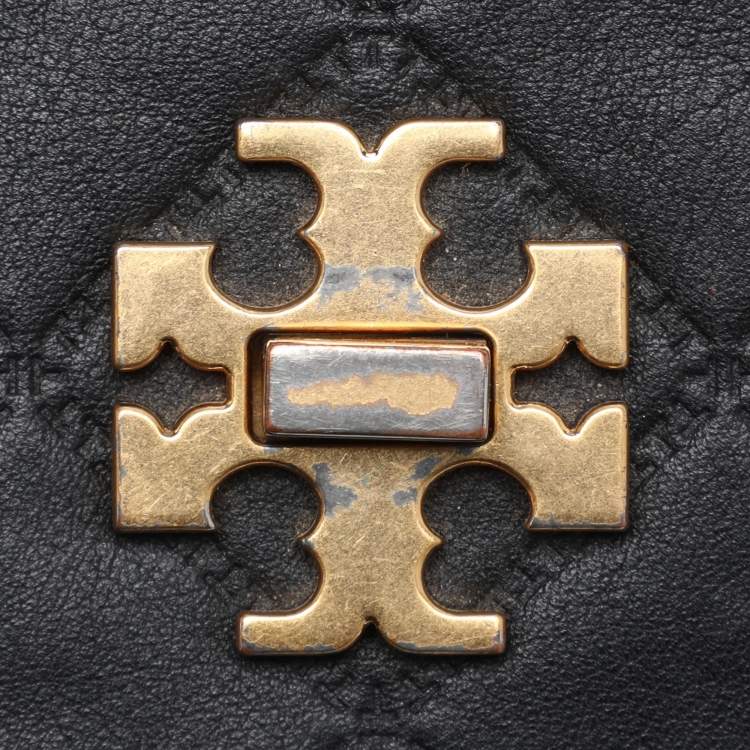 Pre Owned Tory Burch Black Leather Georgia Turn-Lock Crossbody Bag