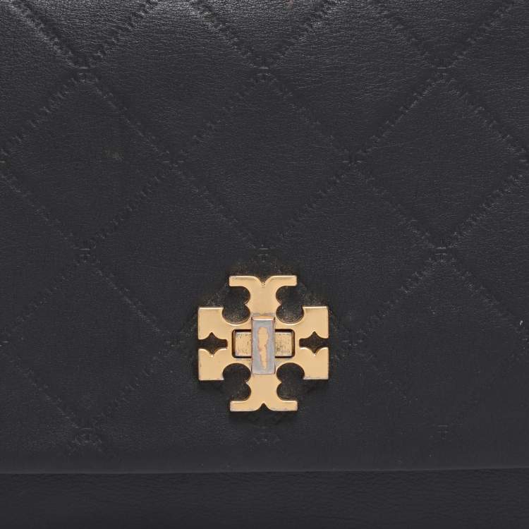 Pre Owned Tory Burch Black Leather Georgia Turn-Lock Crossbody Bag