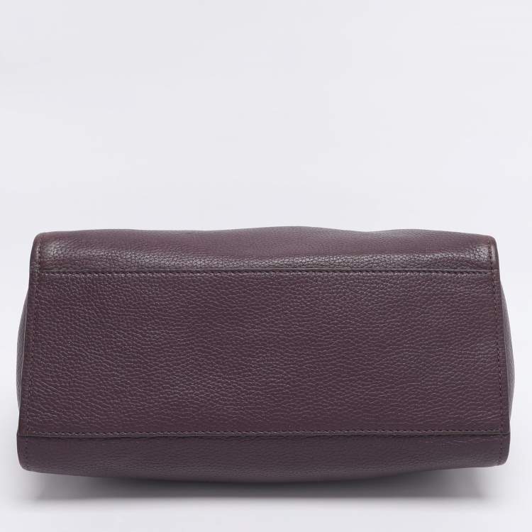 Pre Owned Tory Burch Purple Leather Small Britten Chain Tote
