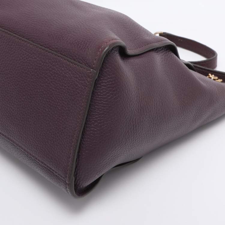 Pre Owned Tory Burch Purple Leather Small Britten Chain Tote