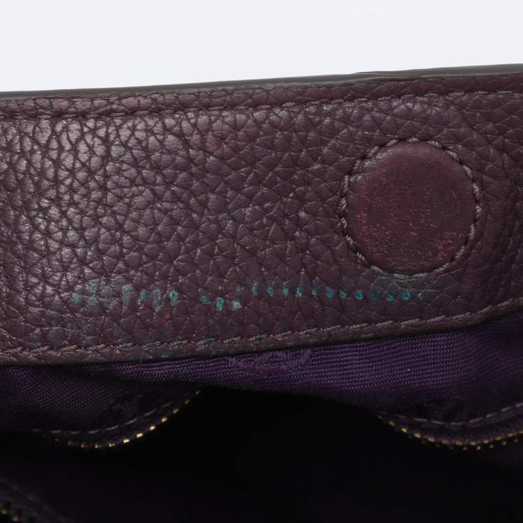 Pre Owned Tory Burch Purple Leather Small Britten Chain Tote