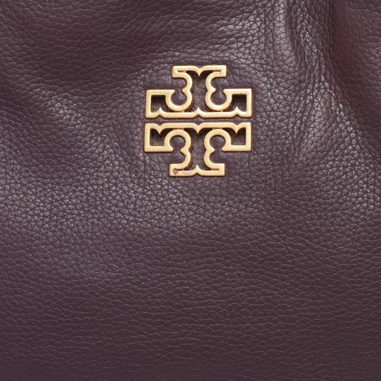 Pre Owned Tory Burch Purple Leather Small Britten Chain Tote