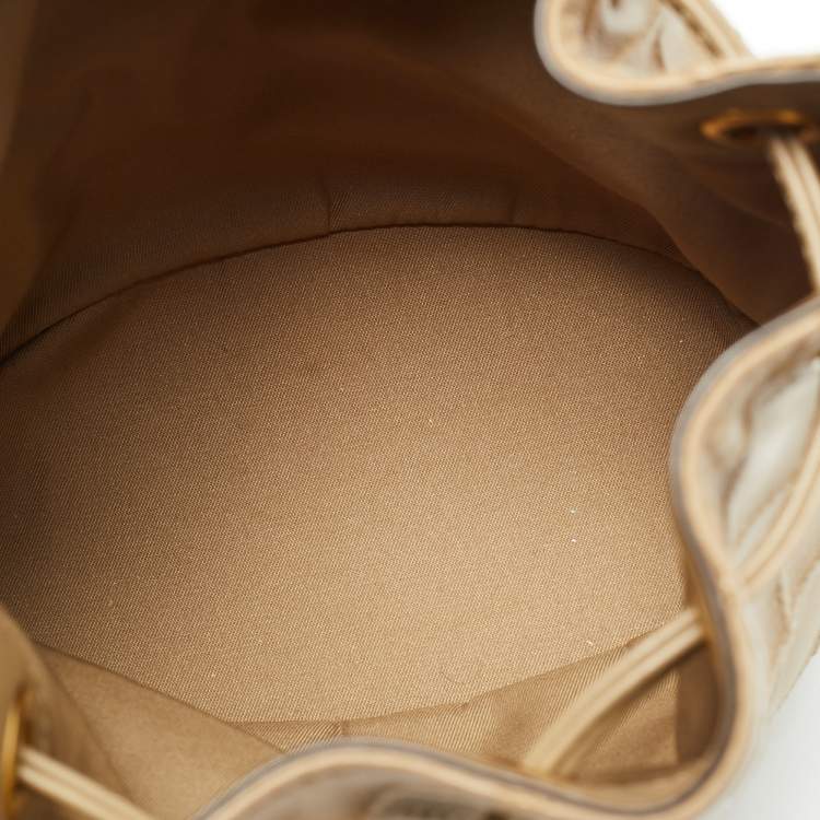 Pre Owned Tory Burch Beige Leather Small Fleming Soft Bucket Bag