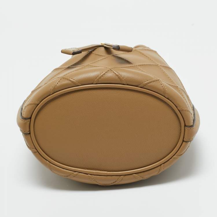 Pre Owned Tory Burch Beige Leather Small Fleming Soft Bucket Bag
