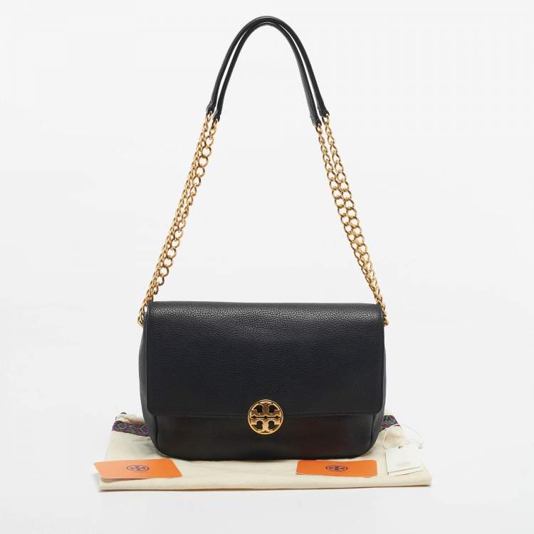 Pre Owned Tory Burch Black Leather Chelsea Chain Shoulder Bag