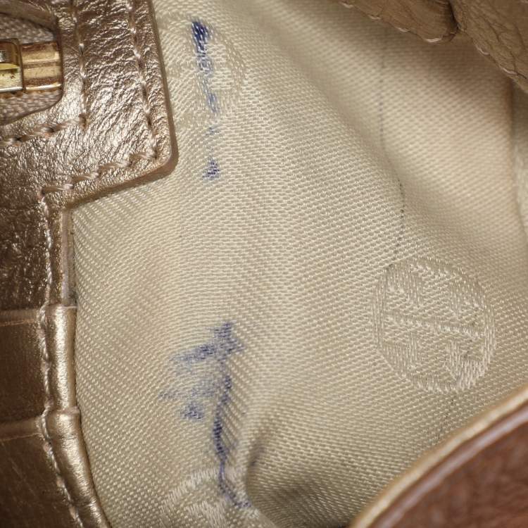 Pre Owned Tory Burch Brown Leather Drawstring Tassel Bucket bag