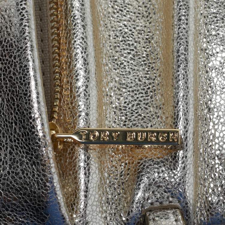 Pre Owned Tory Burch Gold Leather Reva Chain Clutch