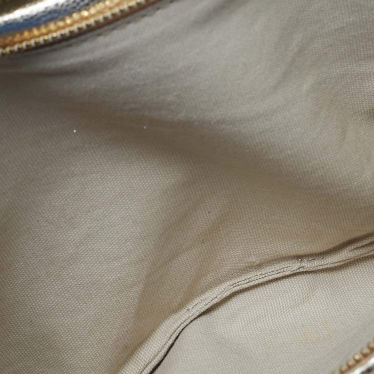 Pre Owned Tory Burch Gold Leather Reva Chain Clutch