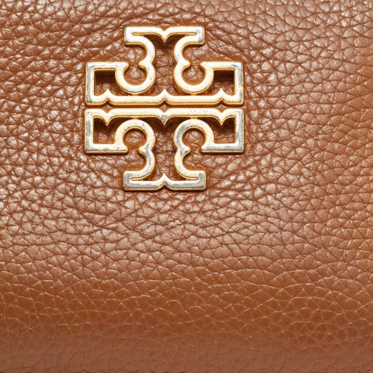 Pre Owned Tory Burch Brown Leather Britten Zip Card Holder