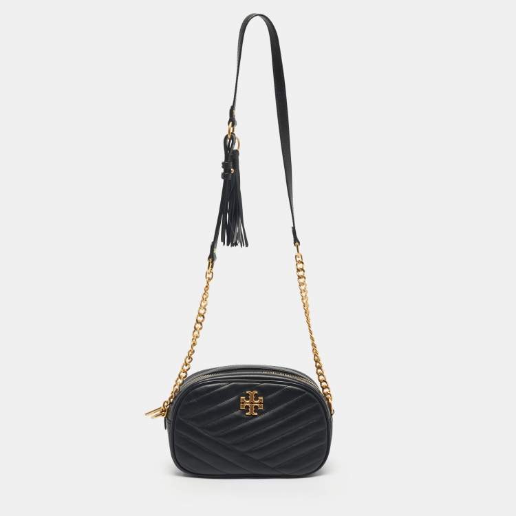 Pre Owned Tory Burch Black Quilted Leather Kira Camera Shoulder Bag