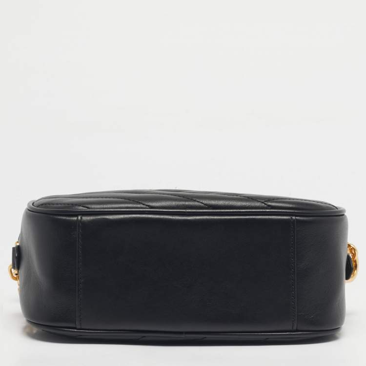 Pre Owned Tory Burch Black Quilted Leather Kira Camera Shoulder Bag