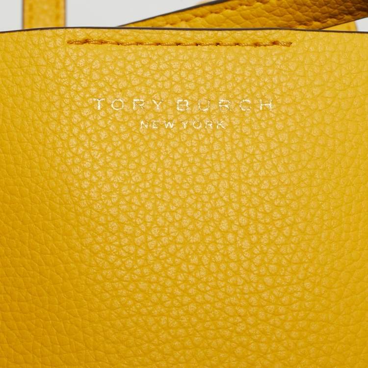 Pre Owned Tory Burch Yellow Leather Small Perry Tote