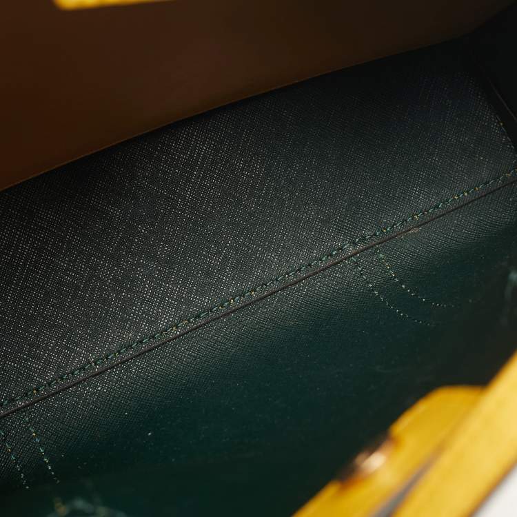 Pre Owned Tory Burch Yellow Leather Small Perry Tote