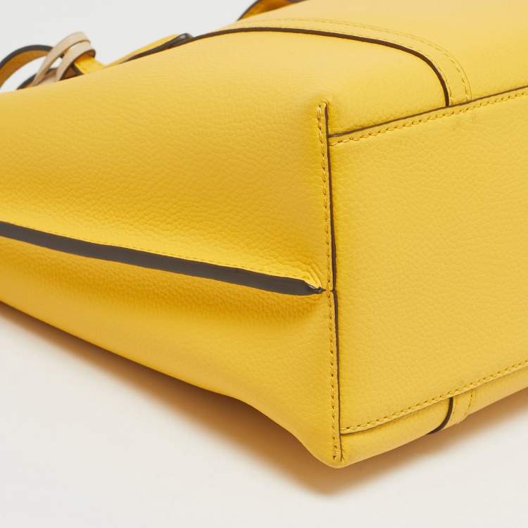 Pre Owned Tory Burch Yellow Leather Small Perry Tote