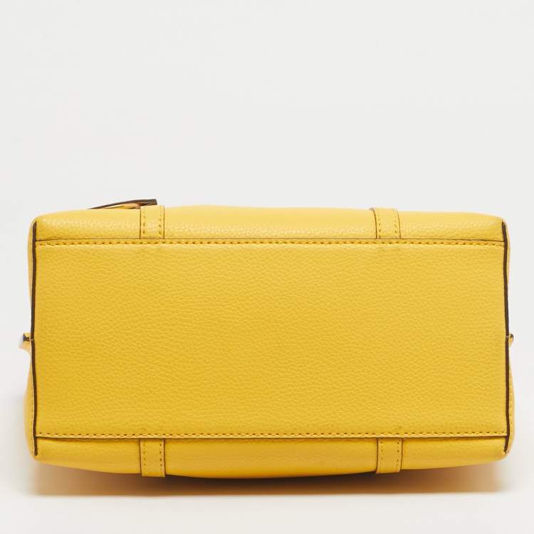 Pre Owned Tory Burch Yellow Leather Small Perry Tote