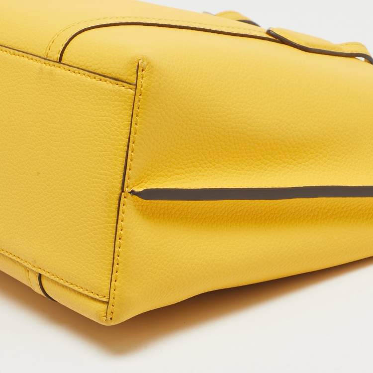 Pre Owned Tory Burch Yellow Leather Small Perry Tote