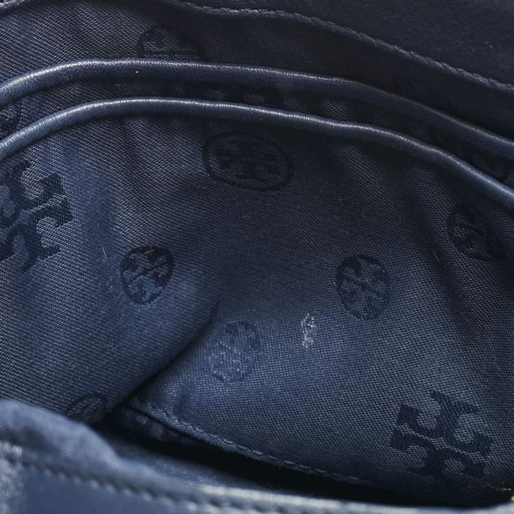 Pre Owned Tory Burch Navy Blue Quilted Leather Fleming Shoulder Bag