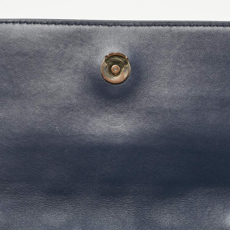 Pre Owned Tory Burch Navy Blue Quilted Leather Fleming Shoulder Bag