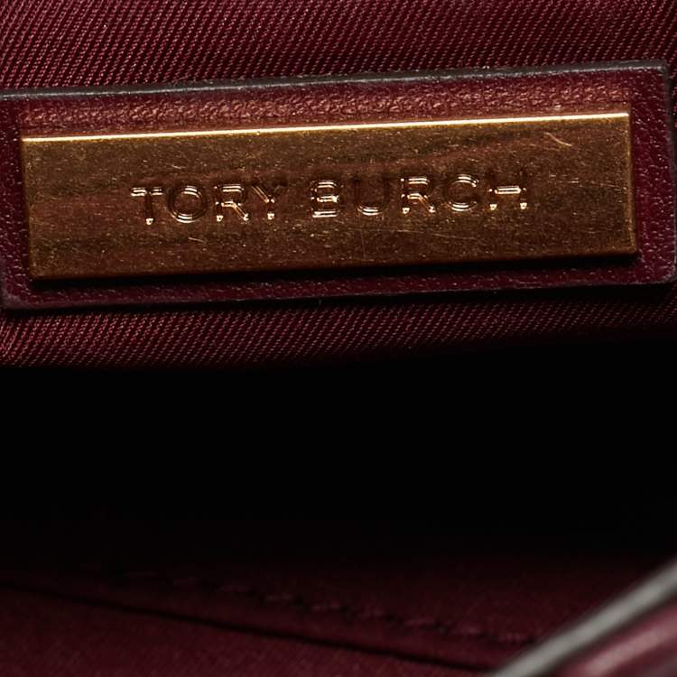 Pre Owned Tory Burch Burgundy Quilted Leather Fleming Shoulder Bag