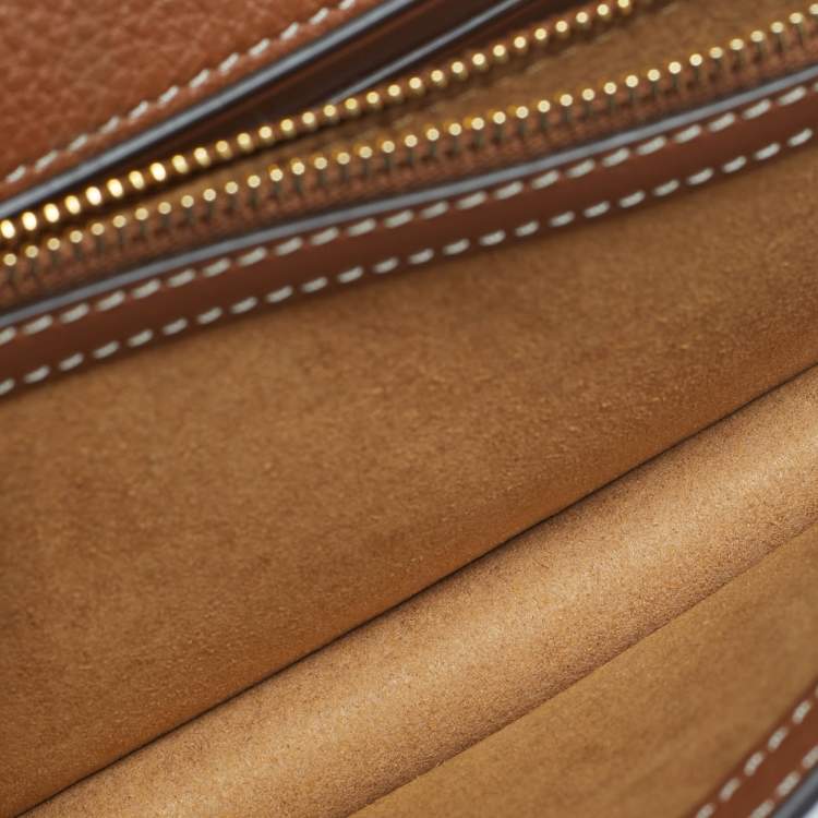 Pre Owned Tory Burch Brown Leather and Suede Miller Wallet Crossbody Bag