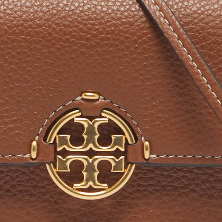 Pre Owned Tory Burch Brown Leather and Suede Miller Wallet Crossbody Bag