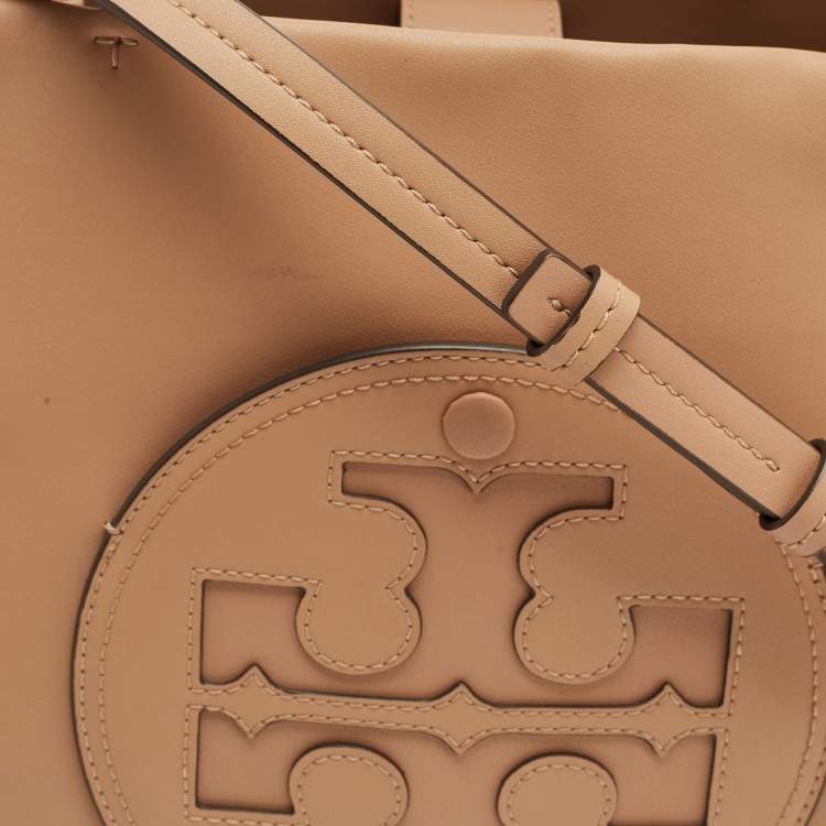 Pre Owned Tory Burch Light Sand Faux Leather Small Ella Bio Tote