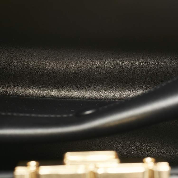 Pre Owned Tory Burch Black Croc Embossed Leather and Suede Eleanor Top Handle Bag