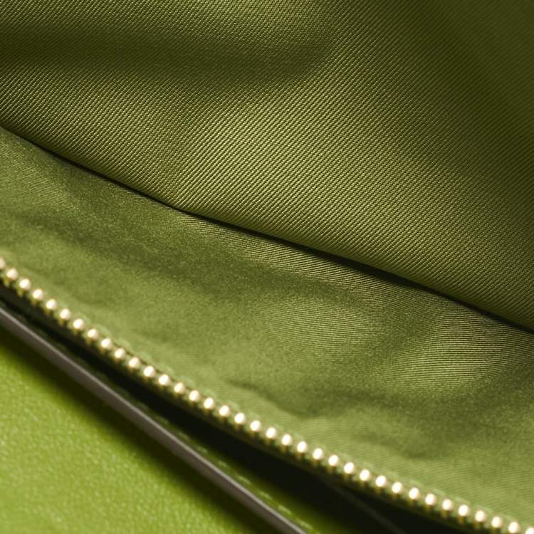 Pre Owned Tory Burch Olive Green Leather Fleming Wallet On Chain