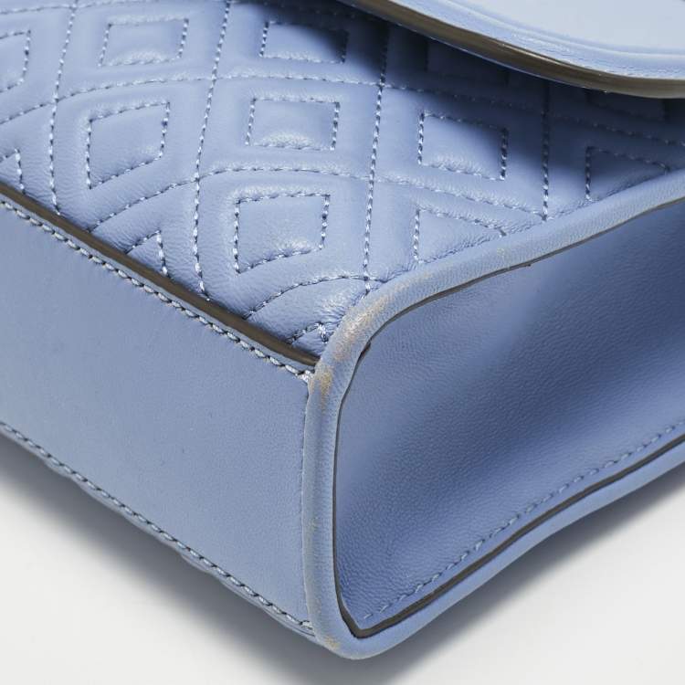 Pre Owned Tory Burch Blue Leather Small Fleming Shoulder Bag