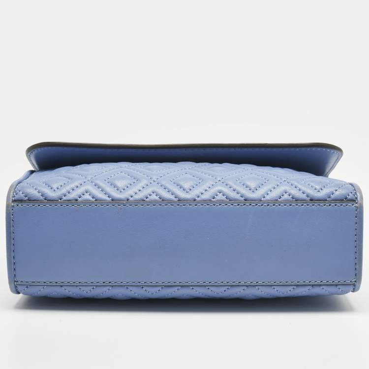 Pre Owned Tory Burch Blue Leather Small Fleming Shoulder Bag