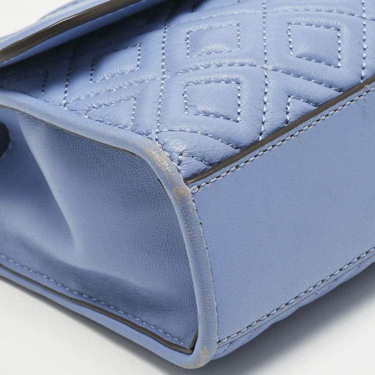 Pre Owned Tory Burch Blue Leather Small Fleming Shoulder Bag
