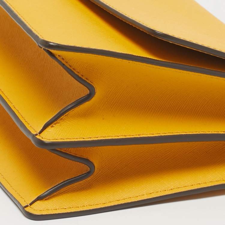 Pre Owned Tory Burch Yellow Leather Robinson Convertible Shoulder Bag