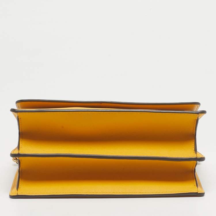 Pre Owned Tory Burch Yellow Leather Robinson Convertible Shoulder Bag