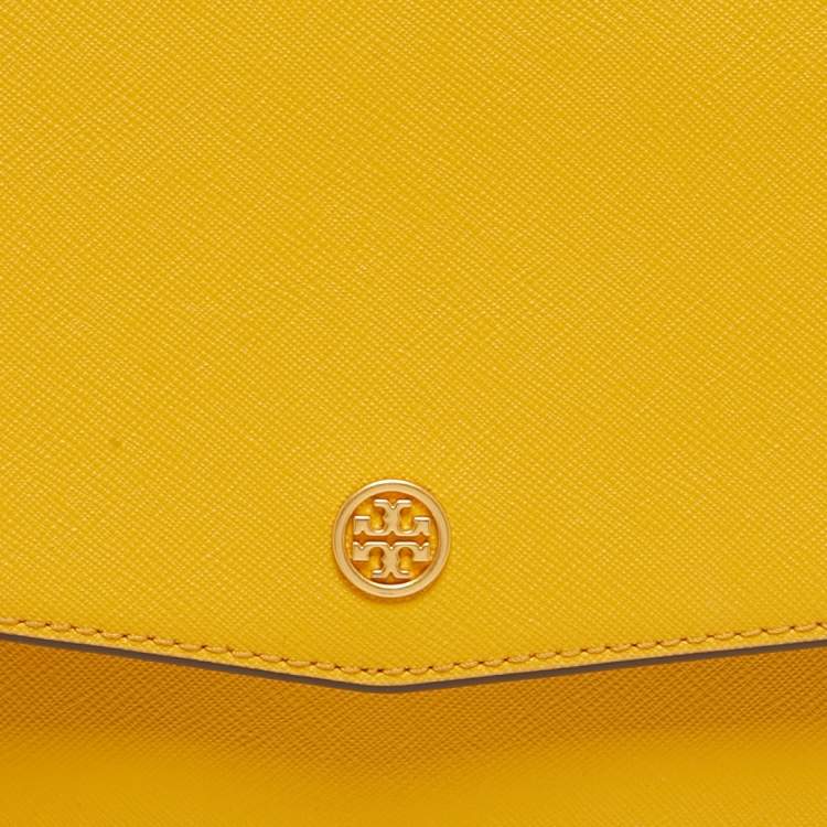 Pre Owned Tory Burch Yellow Leather Robinson Convertible Shoulder Bag