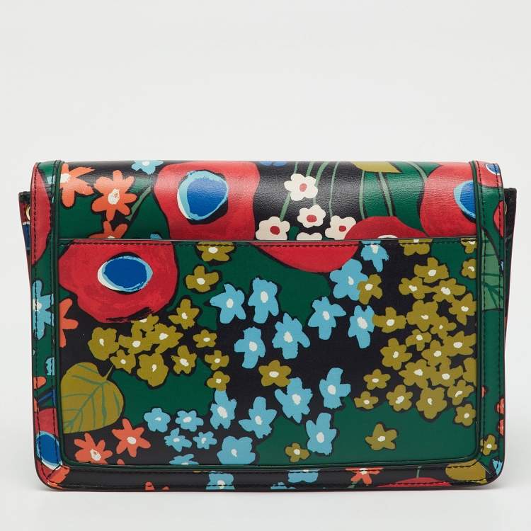 Pre Owned Tory Burch Multicolor Floral Print Leather Juliette Shoulder Bag