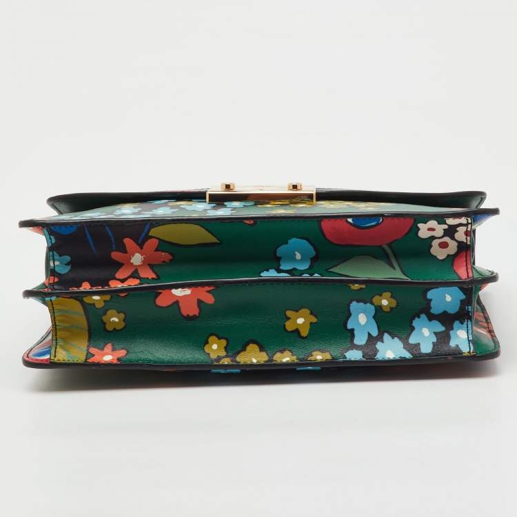 Pre Owned Tory Burch Multicolor Floral Print Leather Juliette Shoulder Bag