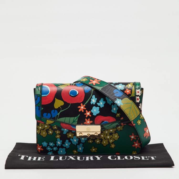 Pre Owned Tory Burch Multicolor Floral Print Leather Juliette Shoulder Bag