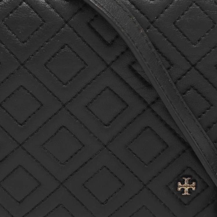 Pre Owned Tory Burch Black Leather Chain Clutch