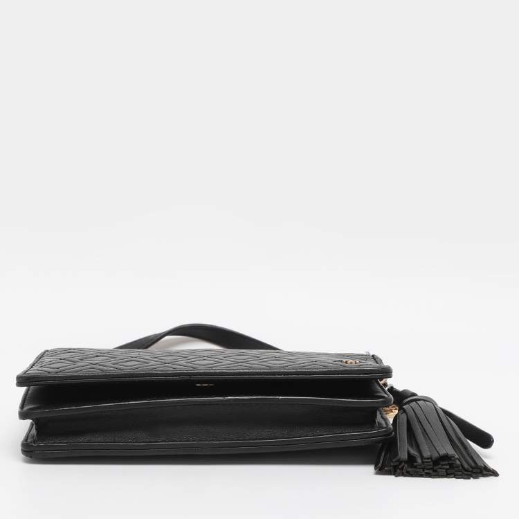 Pre Owned Tory Burch Black Leather Chain Clutch