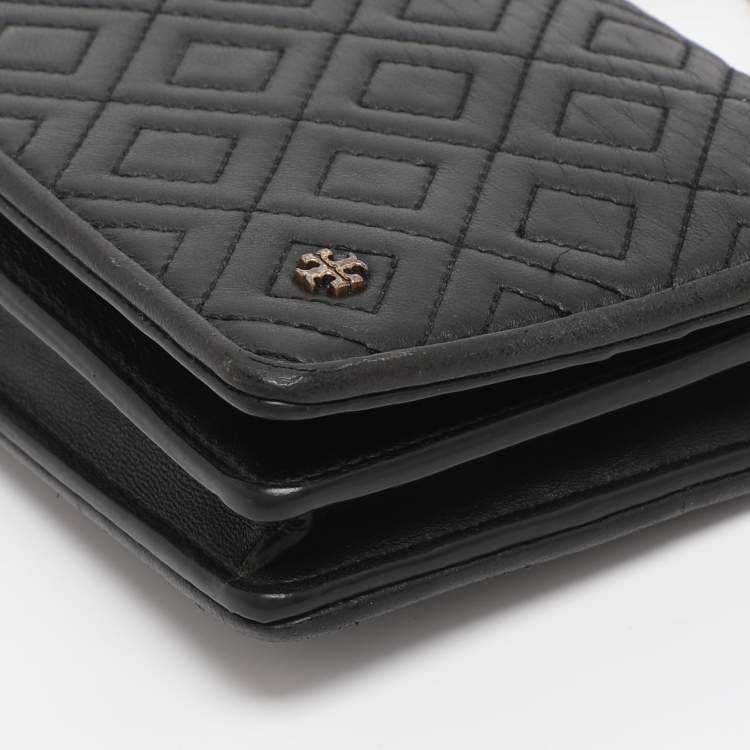 Pre Owned Tory Burch Black Leather Chain Clutch